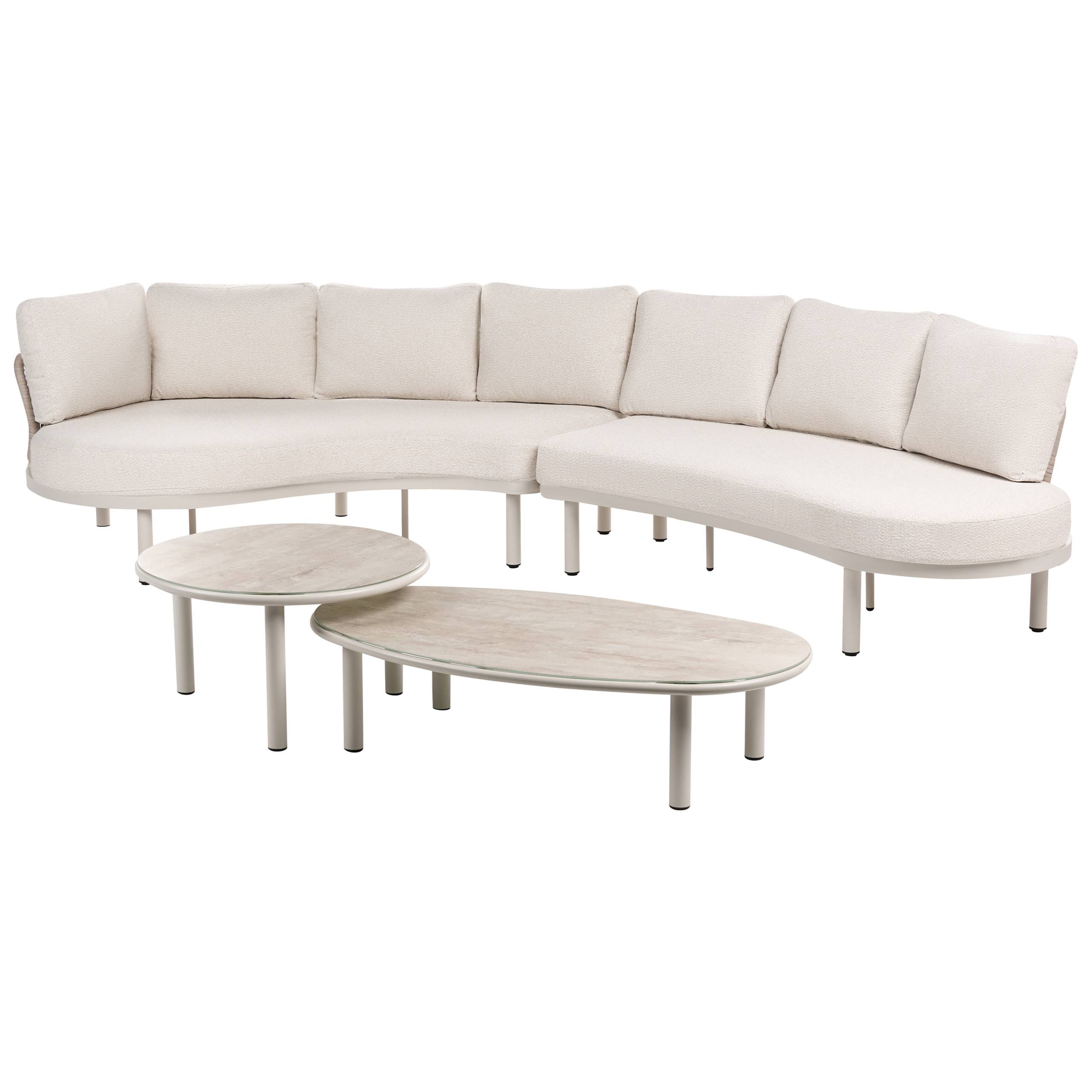 Beliani - Set de jardin, 6 Personnes Aluminium Beige clair ORIOLO - 352x120x84- Beliani - Image 2