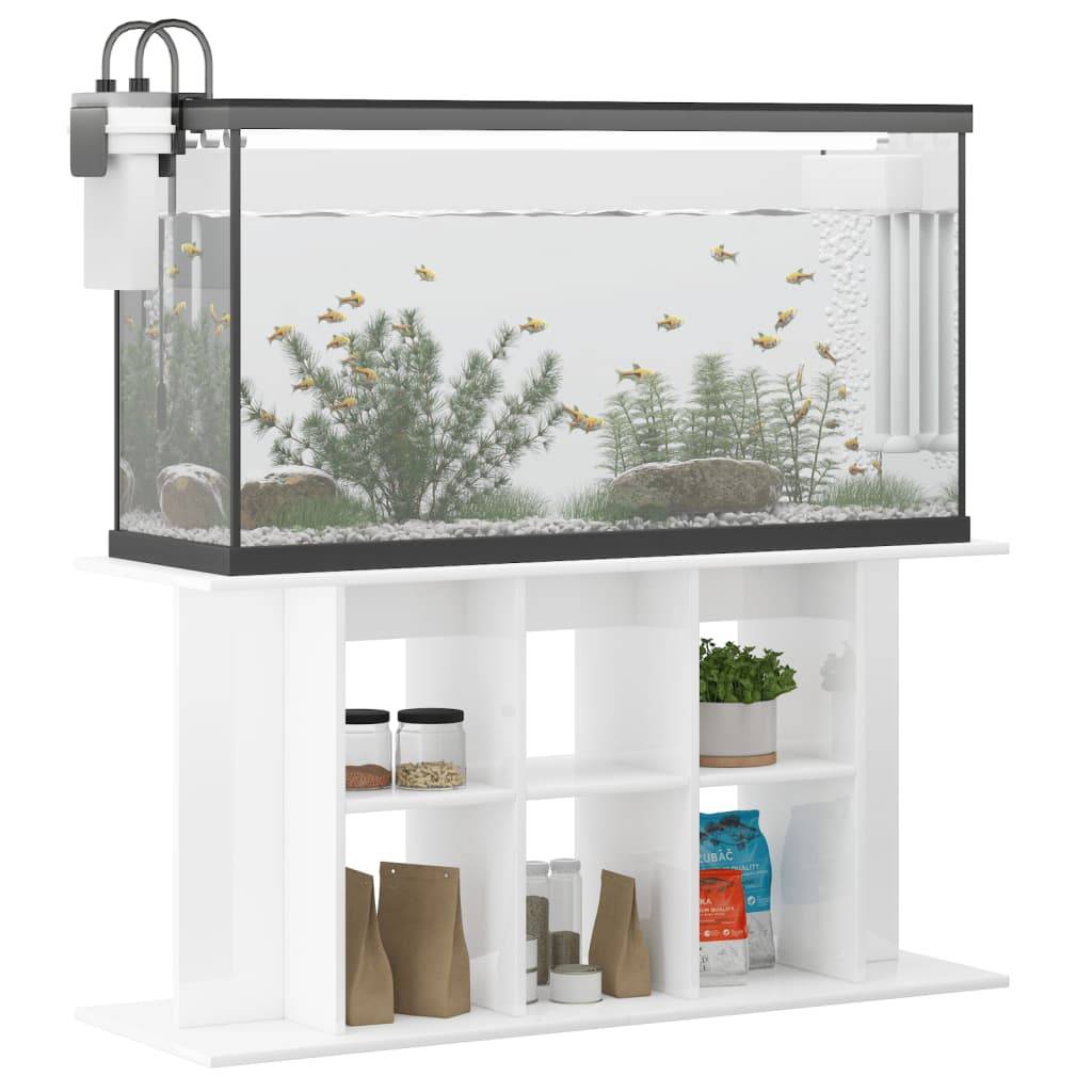 Meuble Aquarium Bois d'Ingénierie Rangement Brillant 120x40x60 cm Blanc - ComfortXL Outdoor Living - Image 3