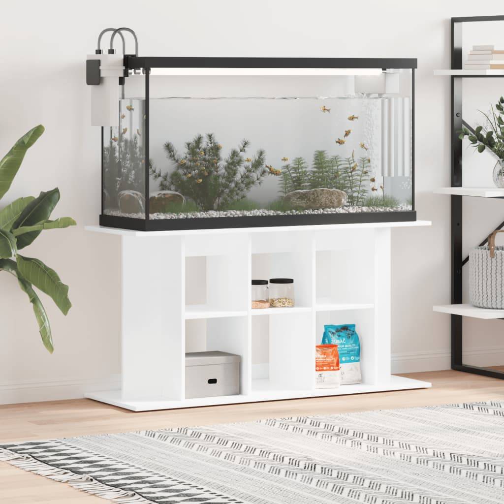 Meuble Aquarium Bois d'Ingénierie Rangement Brillant 120x40x60 cm Blanc - ComfortXL Outdoor Living - Image 1