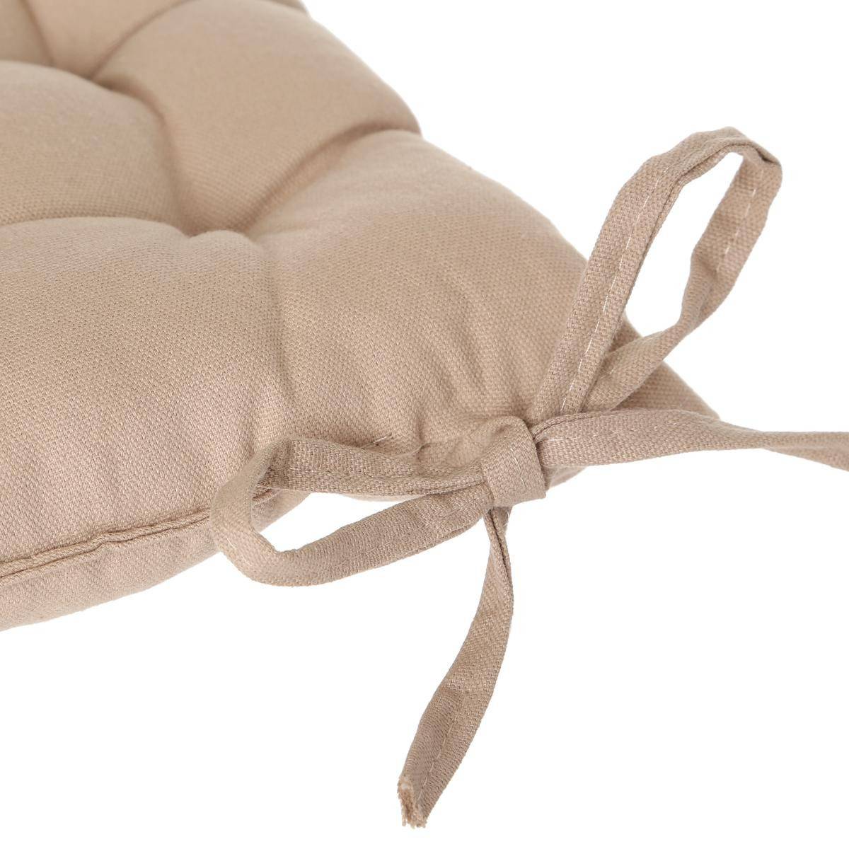 Lot de 2 Galettes de chaise en Coton Beige 38 x 38 cm - Image 2