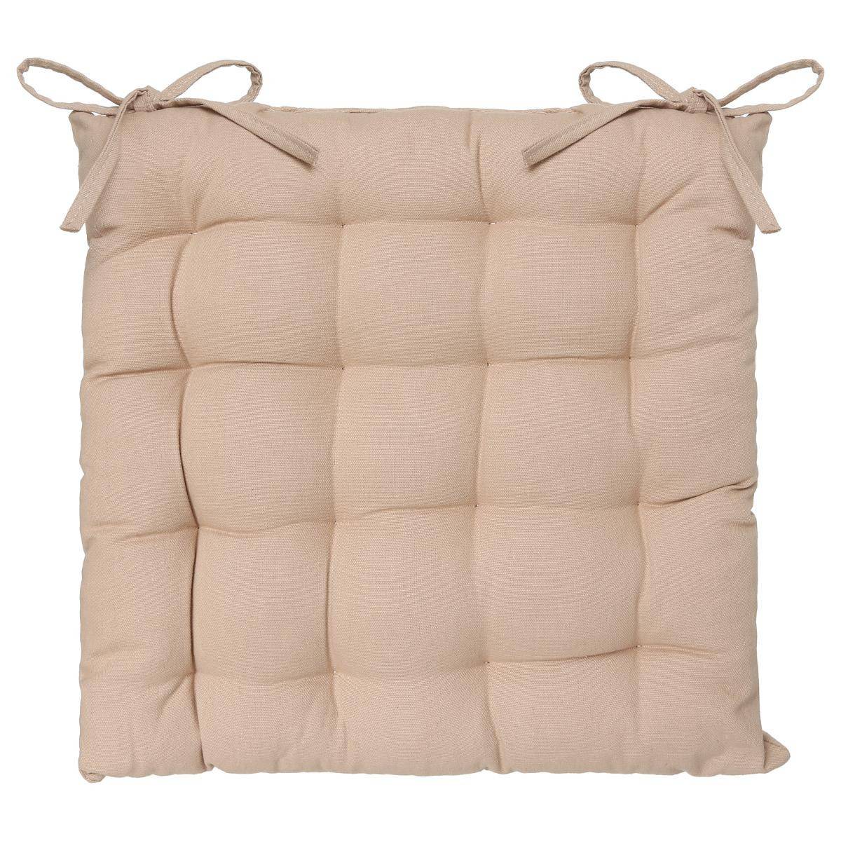 Lot de 2 Galettes de chaise en Coton Beige 38 x 38 cm - Image 3
