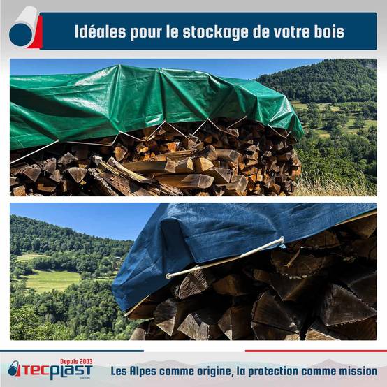 Pack 2 Bâches Bois - Tailles Intermédiaires - 5x8m (x1) HQ250BO + 6x10m (x1) SR150BO - Bâches imperméables - PD2BO TECPLAST - Image 2