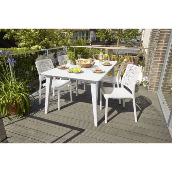Table de jardin - Rectangulaire - Coloris : blanc - En résine - 6 personnes - LIMA - Allibert by KETER - Image 2