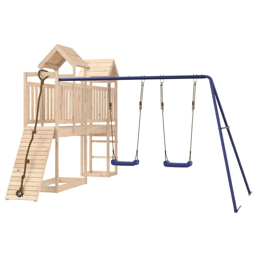 Helloshop26 - Aire de jeux d'extérieur balançoires toboggan portiques robuste jeux jardin 314 x 339 x 214 cm bois de pin massif - Image 1