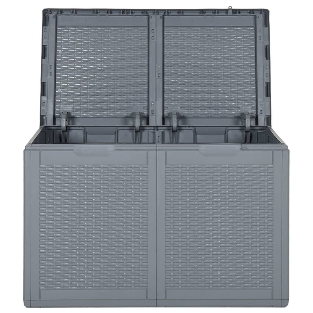 Coffre boîte meuble de jardin rangement PP rotin 180 litres gris - Image 5