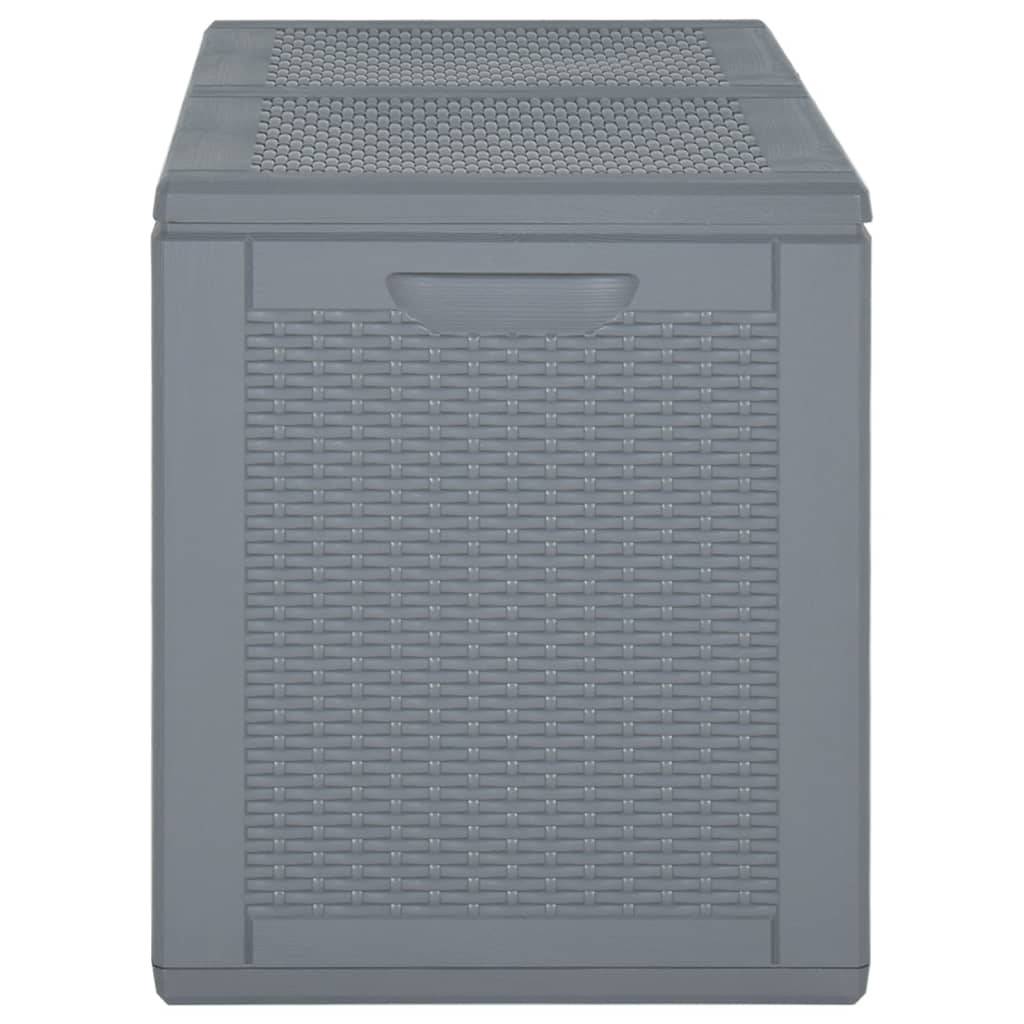 Coffre boîte meuble de jardin rangement PP rotin 180 litres gris - Image 3