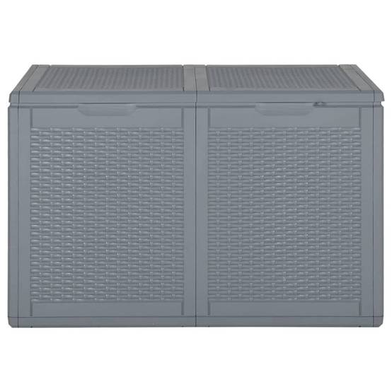 Coffre boîte meuble de jardin rangement PP rotin 180 litres gris - Image 2