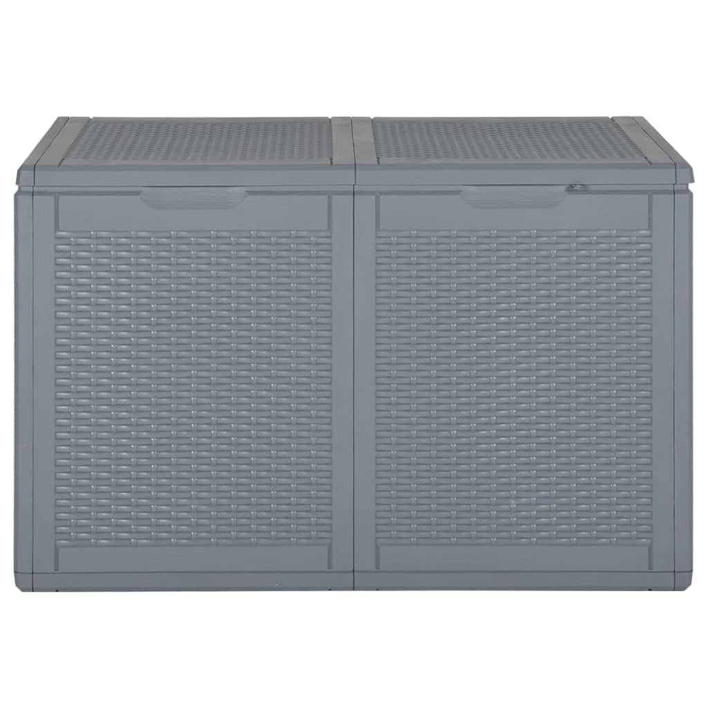 Coffre boîte meuble de jardin rangement PP rotin 180 litres gris - Image 2