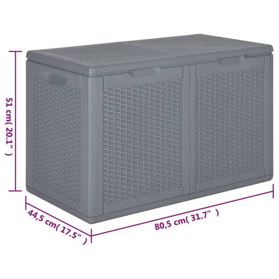 Coffre boîte meuble de jardin rangement PP rotin 180 litres gris - Image 7