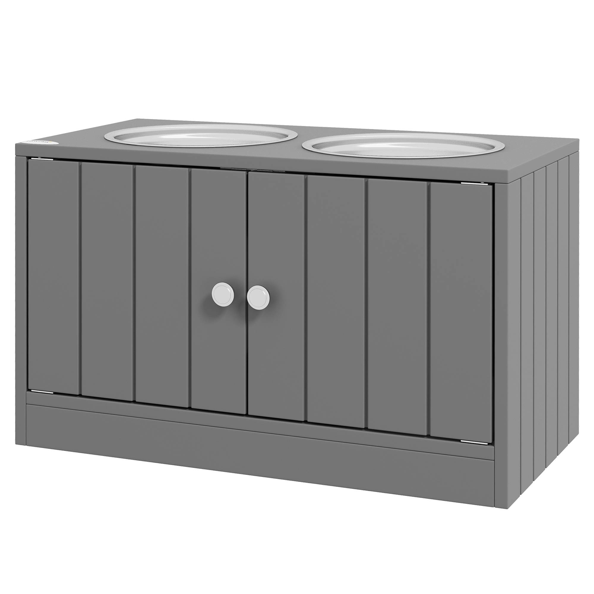 Sans Marque - Gamelles Chiens Surélevées Gamelle Double Chien Chat 2L Acier Inox 60x30x35,5 cm Gris - Image 2