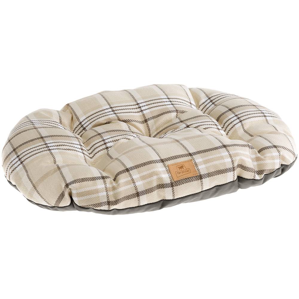 Ferplast - Coussin rembourré pour chiens et chats SCOTT 55/4, double-face, écossais, velours doux, lavable, Marron - Image 1