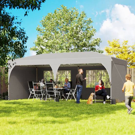 Tente de Réception Métal Oxford Fêtes et Mariages Parois Amovibles 3x6m Gris - ComfortXL Outdoor Living - Image 3