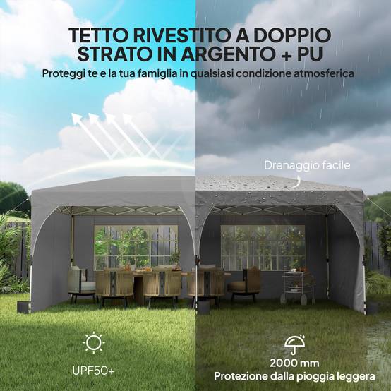 Tente de Réception Métal Oxford Fêtes et Mariages Parois Amovibles 3x6m Gris - ComfortXL Outdoor Living - Image 6