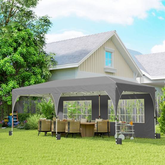 Tente de Réception Métal Oxford Fêtes et Mariages Parois Amovibles 3x6m Gris - ComfortXL Outdoor Living - Image 4