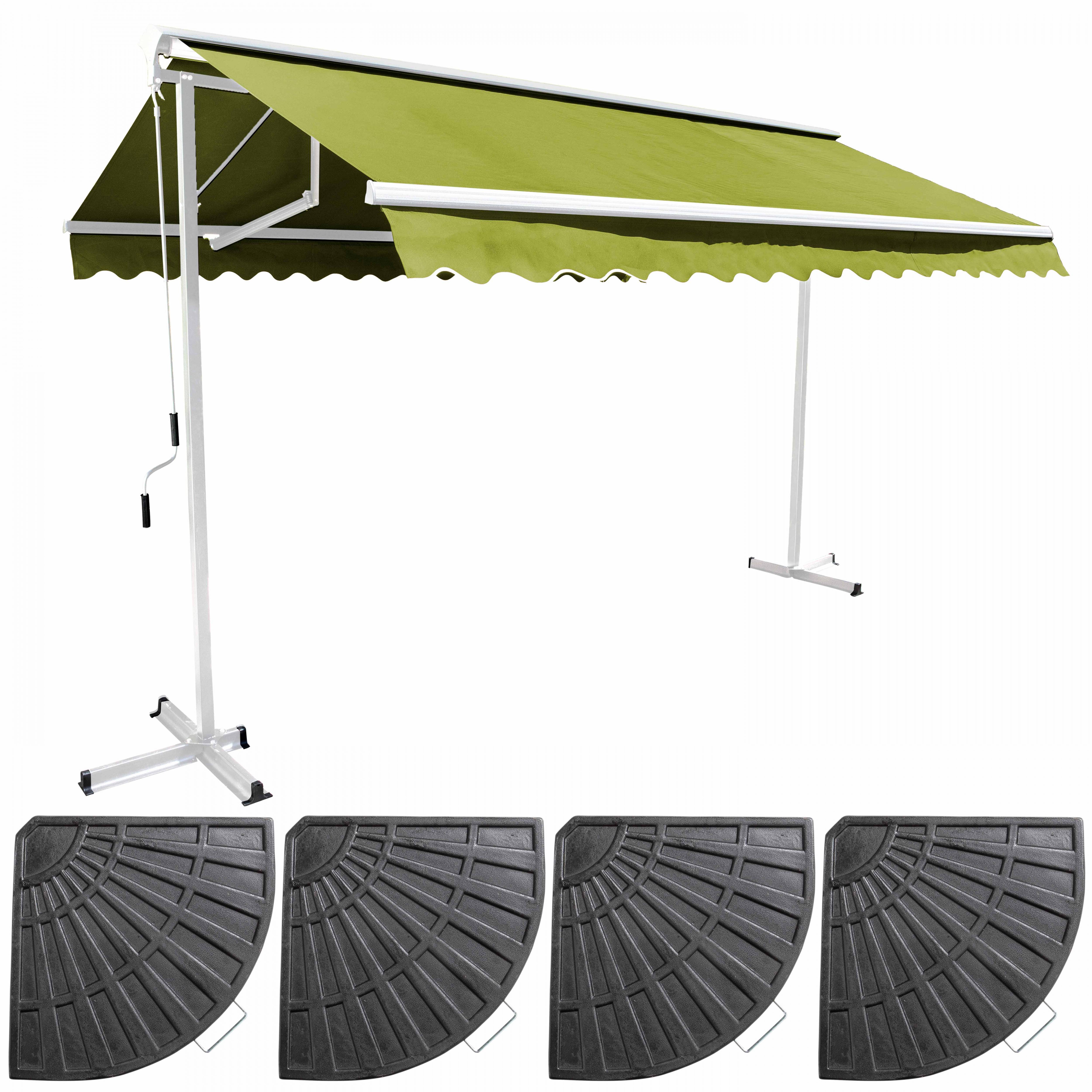 Oviala - Ensemble store double pente 3x3 m et 4 dalles lestées vert Trinidad - Oviala - Image 1
