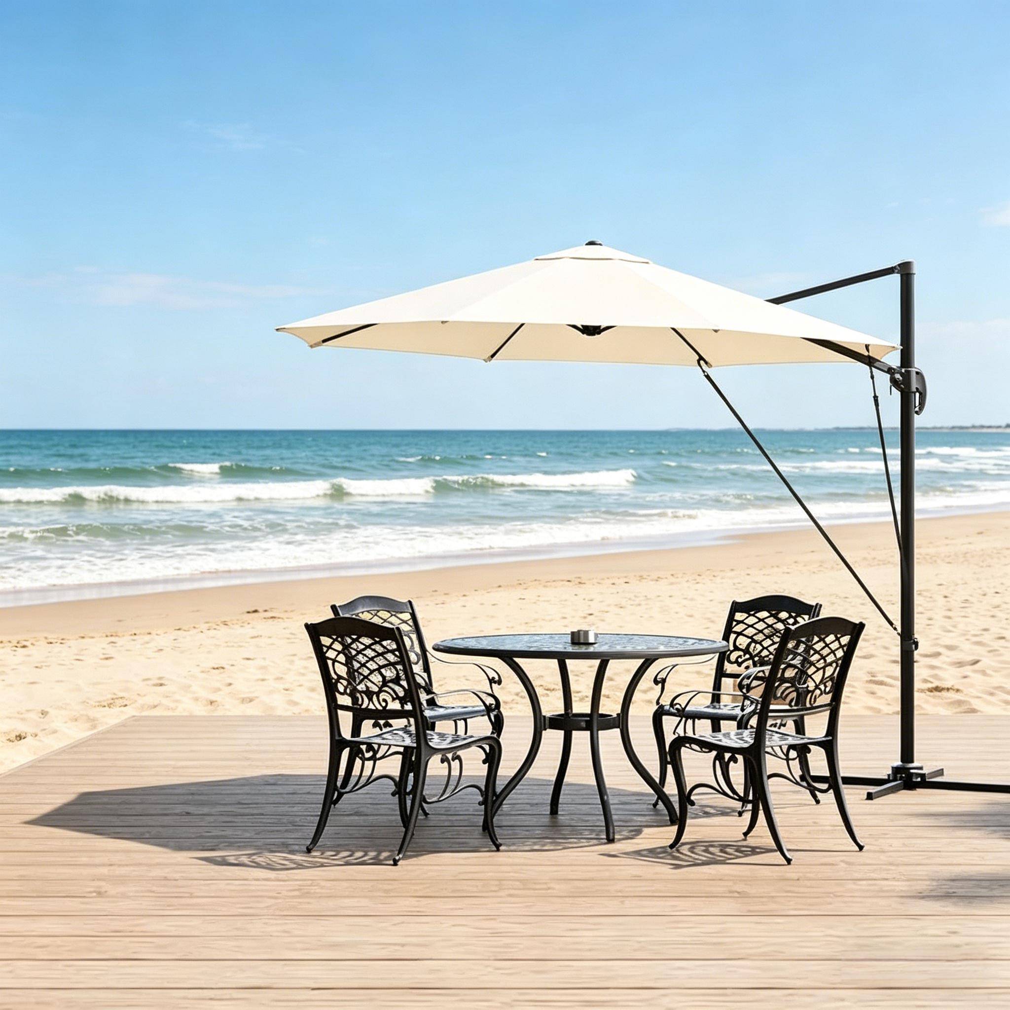 Parasol rond pour balcon, parasol extérieur, parasol de jardin avec base en acier cruciforme (parasol uniquement) - Image 2
