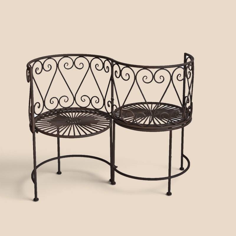 La Grande Prairie - Banc de Jardin Confident en Fer Forgé Marron Vieilli 105x53x85cm - Image 1