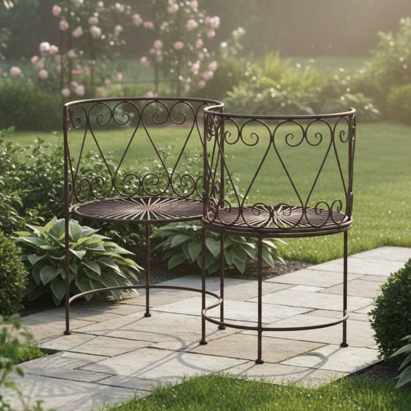 La Grande Prairie - Banc de Jardin Confident en Fer Forgé Marron Vieilli 105x53x85cm - Image 4