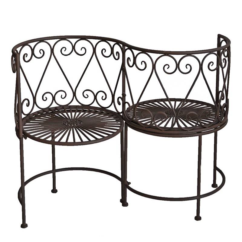 La Grande Prairie - Banc de Jardin Confident en Fer Forgé Marron Vieilli 105x53x85cm - Image 3
