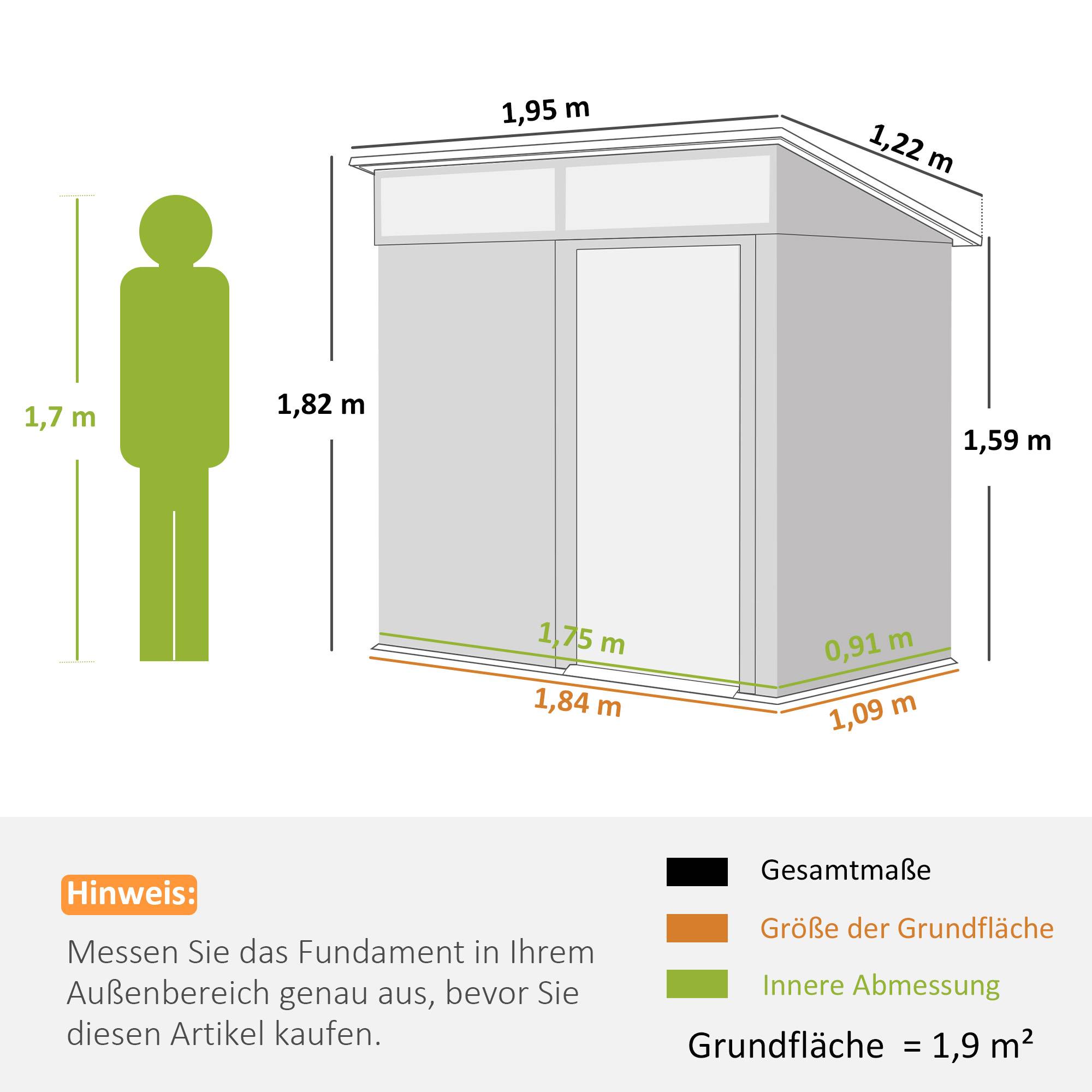 Abri de jardin métallique avec fenêtres, aérations et porte coulissante, cabanon de rangement, gris foncé - Image 5