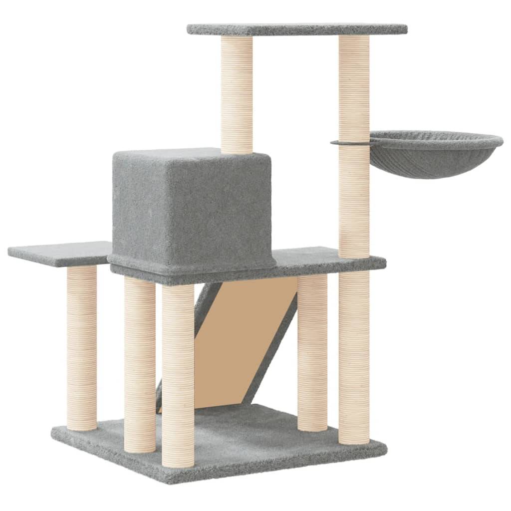 Arbre à chat 82 cm avec hamac et niche griffoir en sisal Gris clair – ComfortXL Pet Living - Image 5