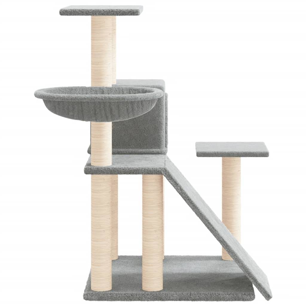 Arbre à chat 82 cm avec hamac et niche griffoir en sisal Gris clair – ComfortXL Pet Living - Image 4
