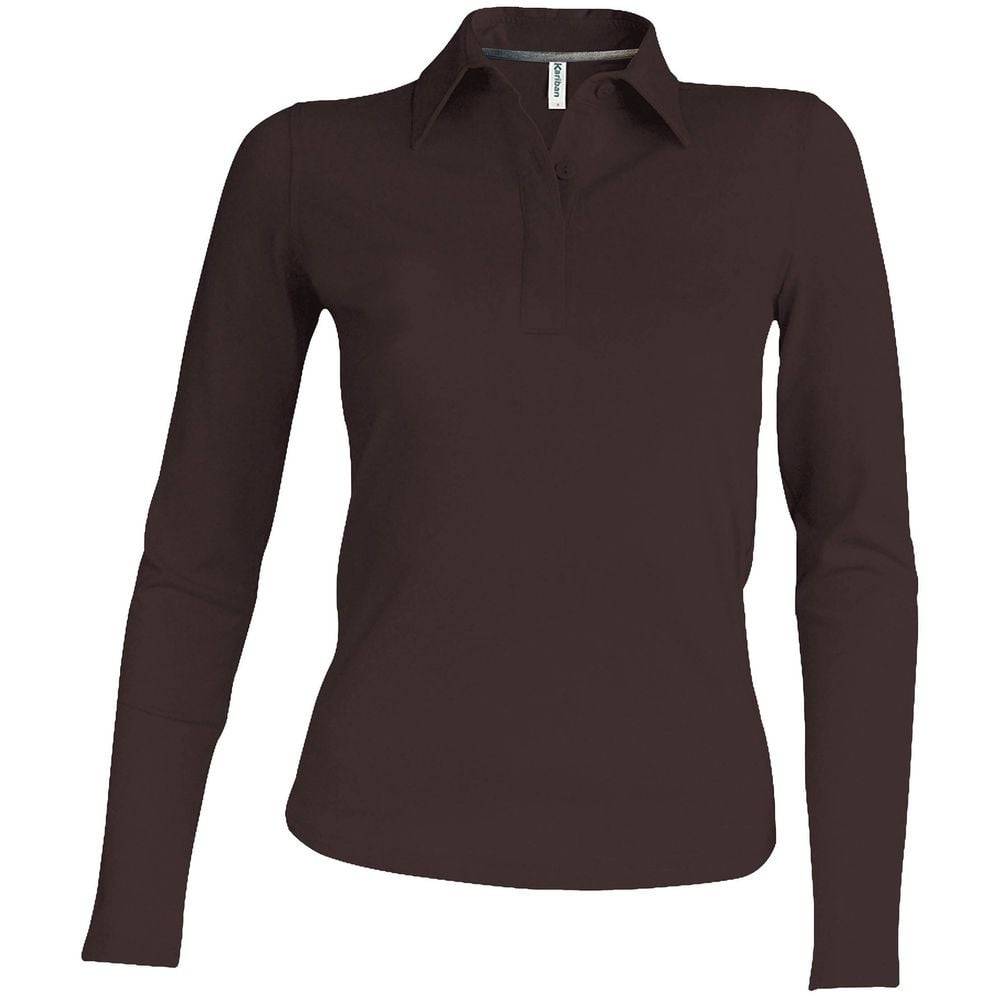 Polo de travail femme manches longues Kariban 100% coton Marron XXL