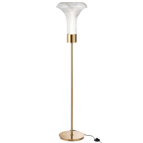 Lampadaire en Verre "Vito" 155cm Transparent & Or - Image 2