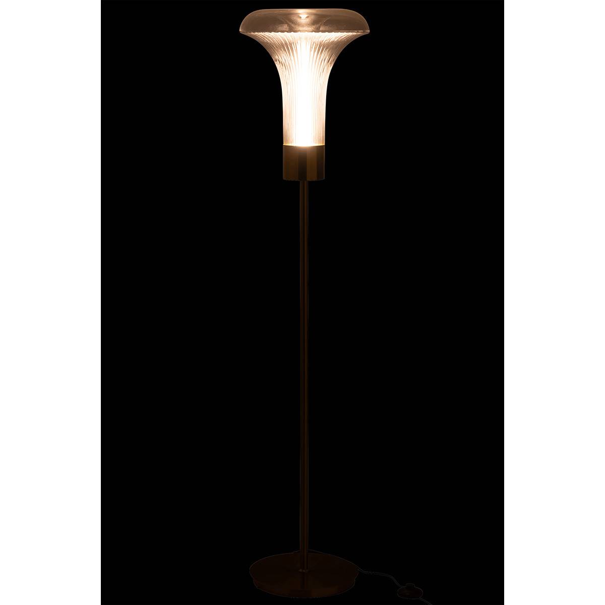 Lampadaire en Verre "Vito" 155cm Transparent & Or - Image 3