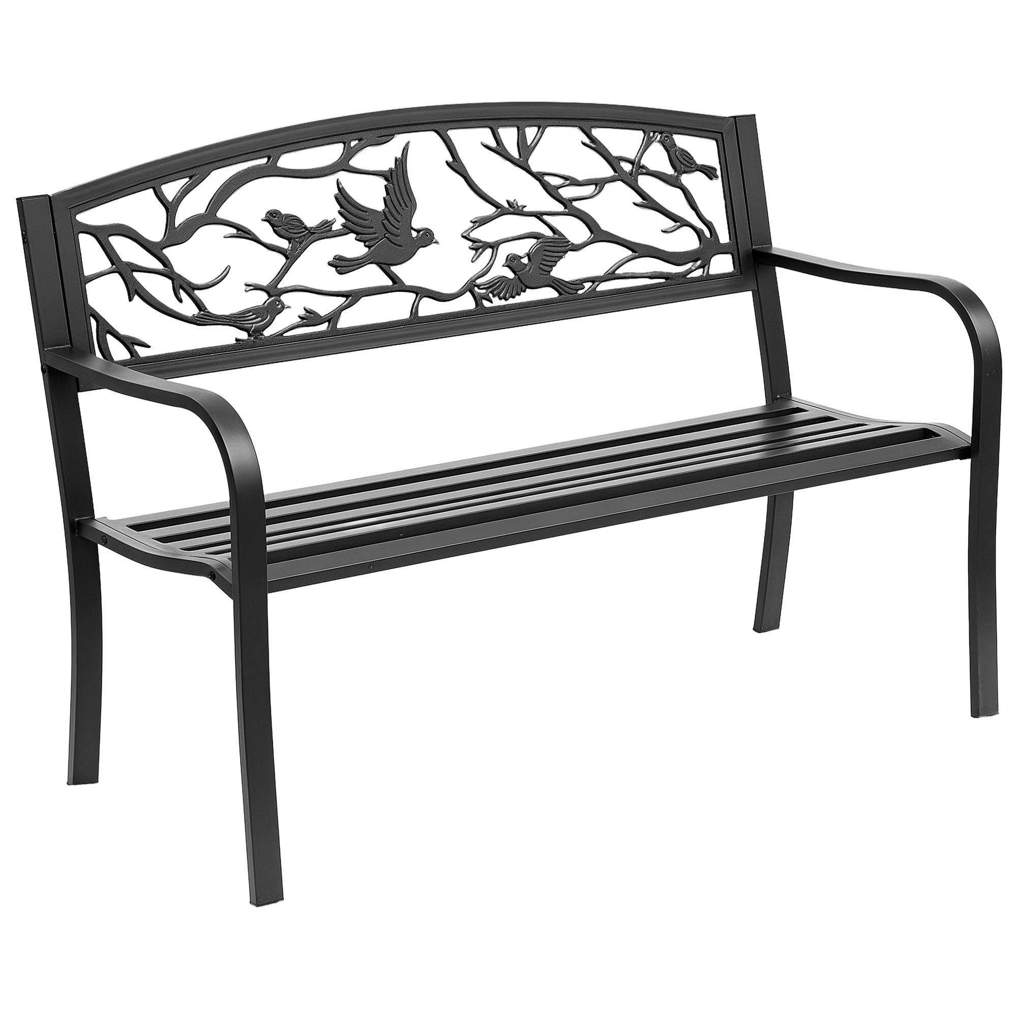 Banc de Jardin 2 Places banc extérieur jardin Style Rural Chic pour balcon terrasse patio 127 x 60 x 85 cm - Image 1
