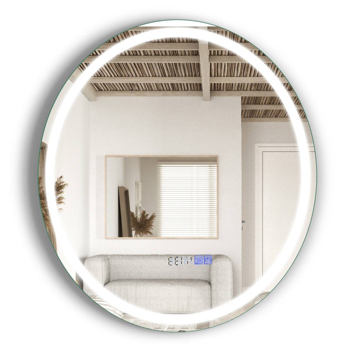 Helloshop26 - Miroir mural led 60 cm miroir rond avec luminosité réglable en continu 3 températures de couleur fonction anti-buée&mémoire miroir argent - Image 1