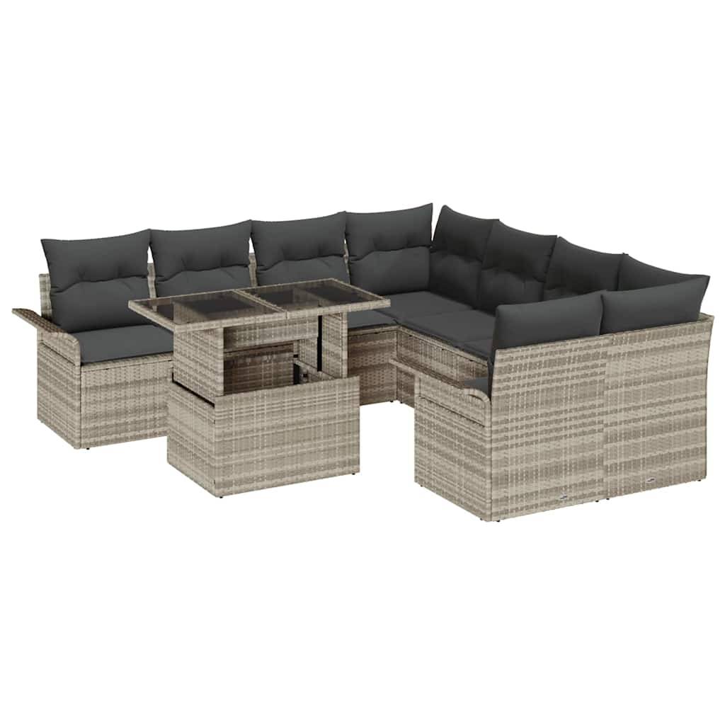 ComfortXL - Salon de jardin d'angle 9 pcs Gris clair polyrotin 8 places avec table – ComfortXL Outdoor Living - Image 2