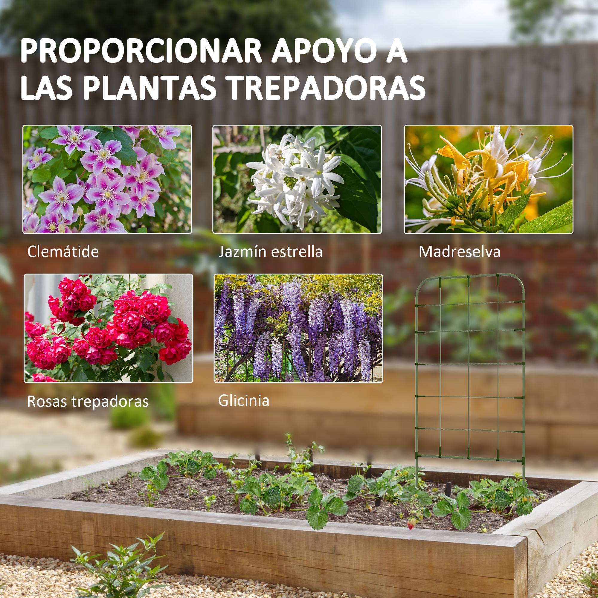 Lot de 4 treillis acier plantes grimpantes pour jardin potager support 40x90cm vert - ComfortXL Outdoor Living - Image 6