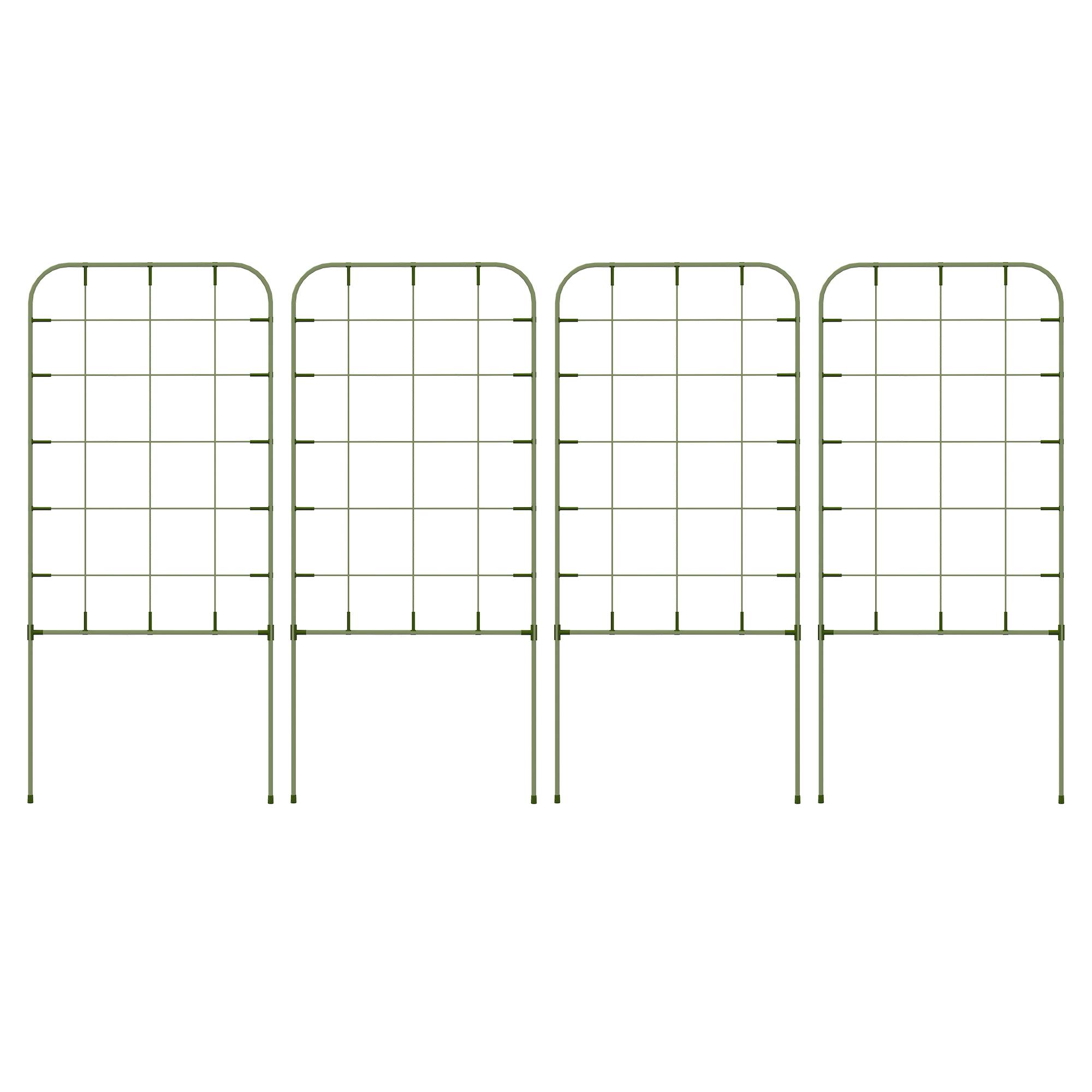 Lot de 4 treillis acier plantes grimpantes pour jardin potager support 40x90cm vert - ComfortXL Outdoor Living - Image 2