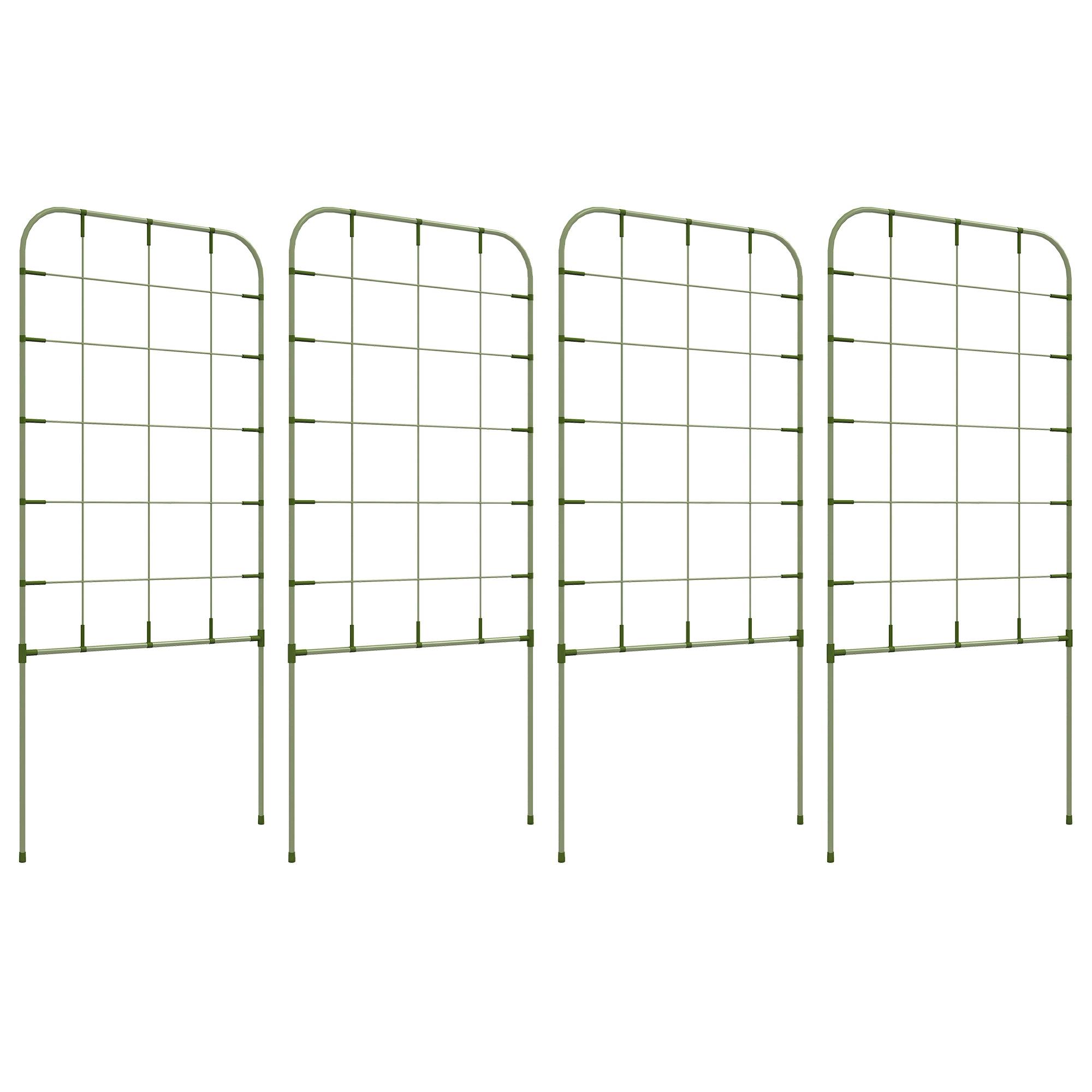 Lot de 4 treillis acier plantes grimpantes pour jardin potager support 40x90cm vert - ComfortXL Outdoor Living