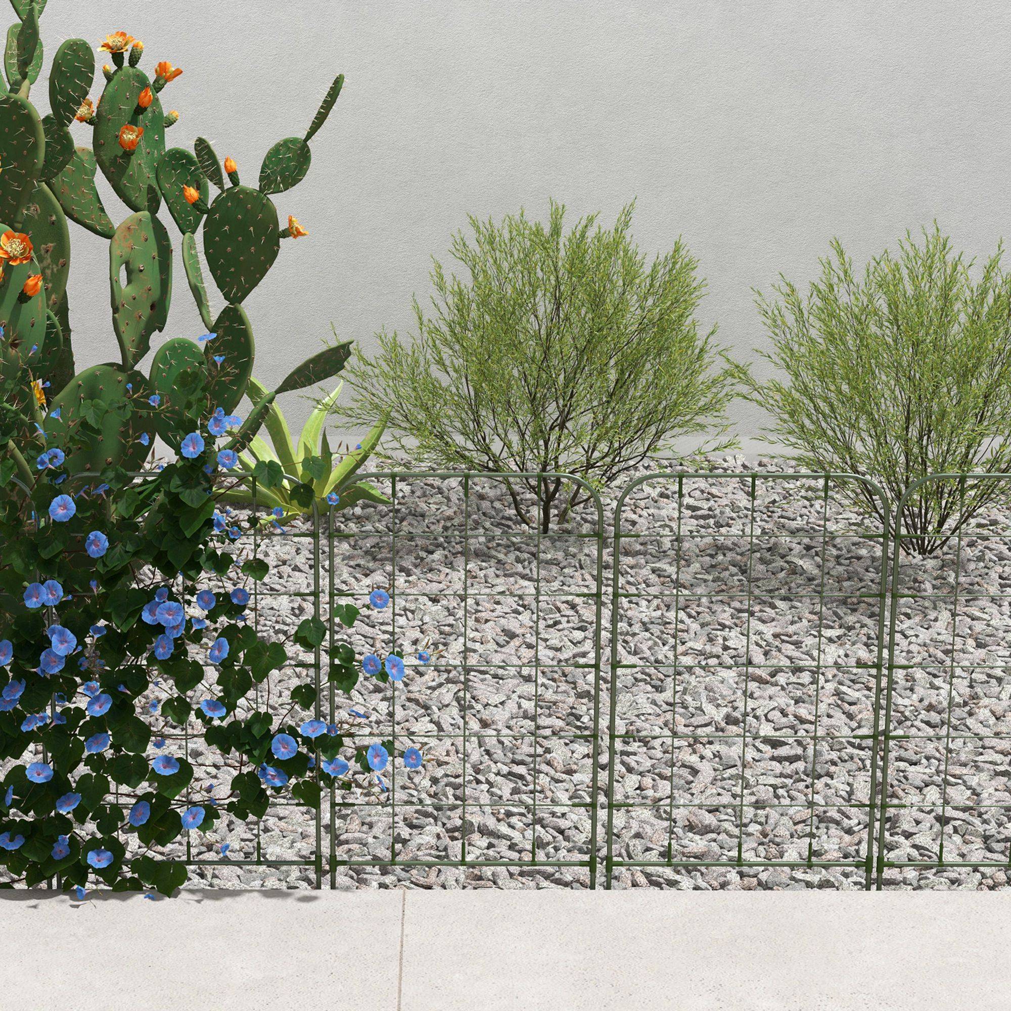 Lot de 4 treillis acier plantes grimpantes pour jardin potager support 40x90cm vert - ComfortXL Outdoor Living - Image 4