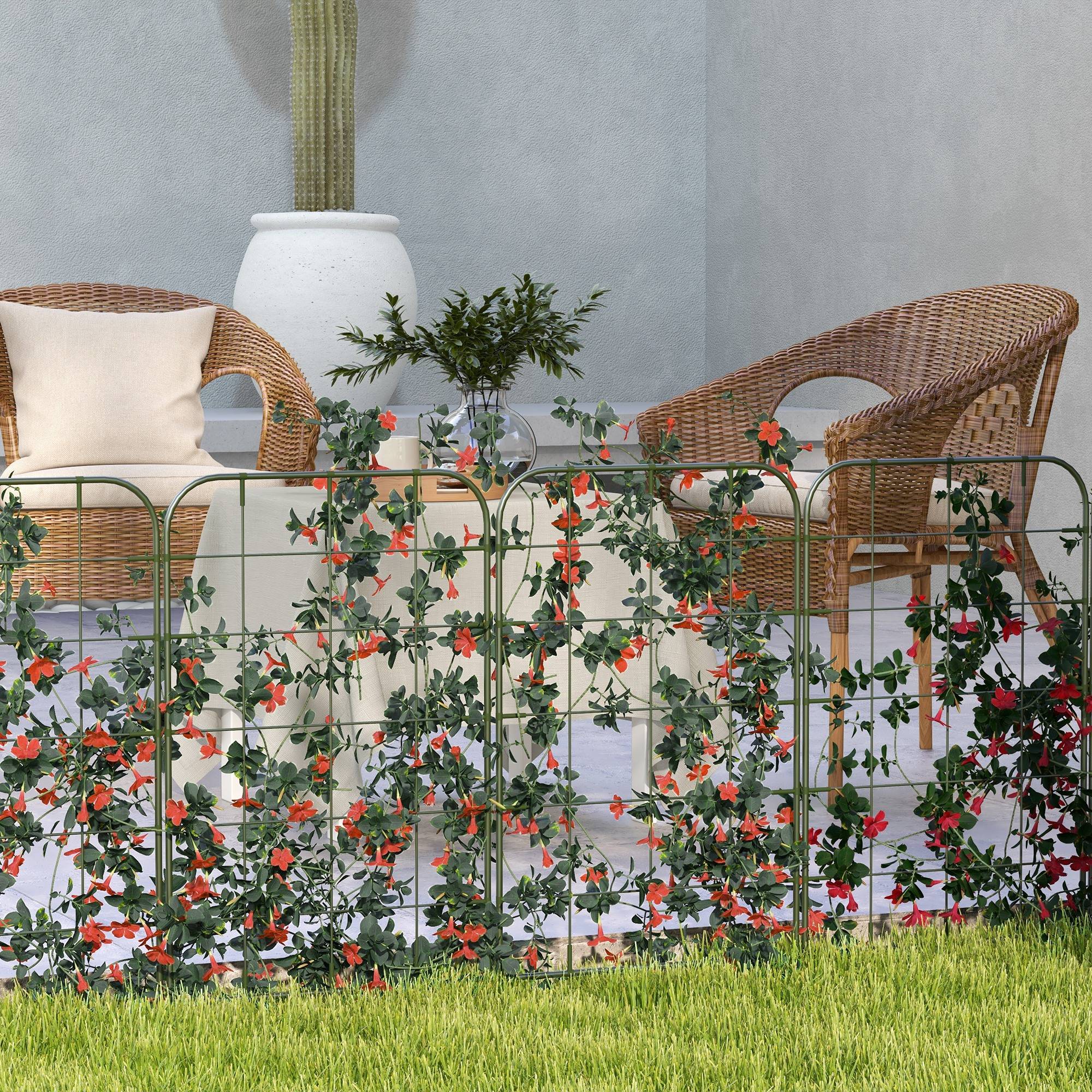 Lot de 4 treillis acier plantes grimpantes pour jardin potager support 40x90cm vert - ComfortXL Outdoor Living - Image 9