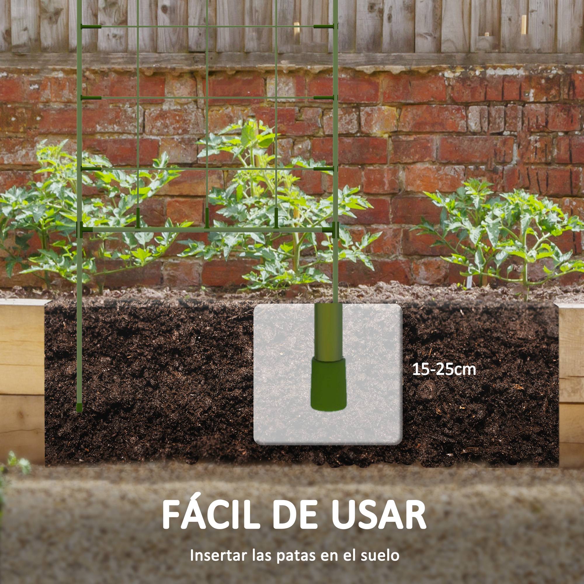 Lot de 4 treillis acier plantes grimpantes pour jardin potager support 40x90cm vert - ComfortXL Outdoor Living - Image 7