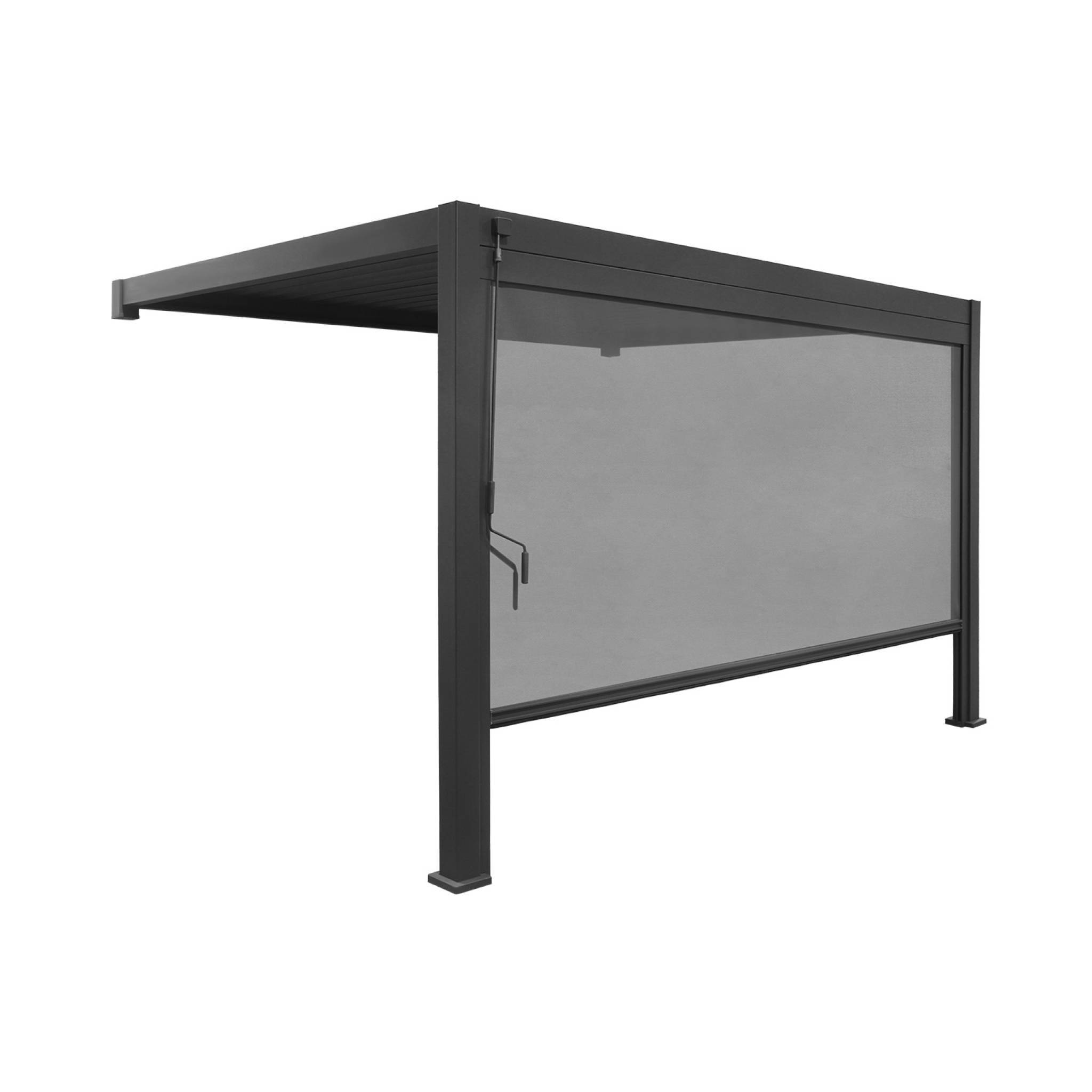 Pergola bioclimatique aluminium adossée 4x3m + 1 store 4m anthracite Triomphe  | sweeek - Image 2