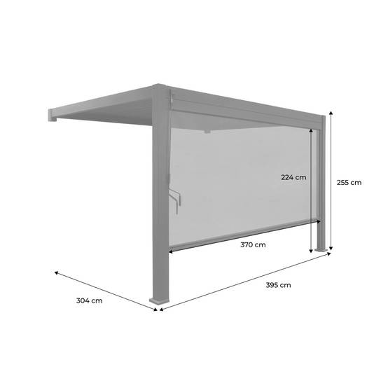 Pergola bioclimatique aluminium adossée 4x3m + 1 store 4m anthracite Triomphe | sweeek - Image 4
