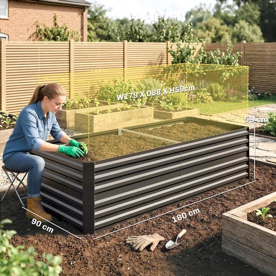 Sans Marque - Carré potager jardin rectangulaire tubes renforcement acier galvanisé 180x90x59 cm - Image 5