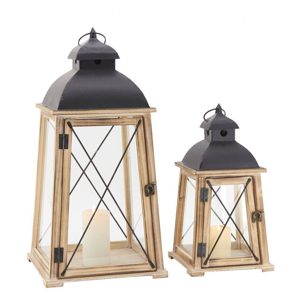 Aubry Gaspard - Lanternes en pin et métal (Lot de 2) - Image 2