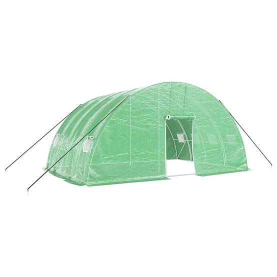 Serre de Jardin Tunnel Acier Galvanisé PE Culture Plantes 24m² 6x4m Vert - ComfortXL Outdoor Living - Image 2