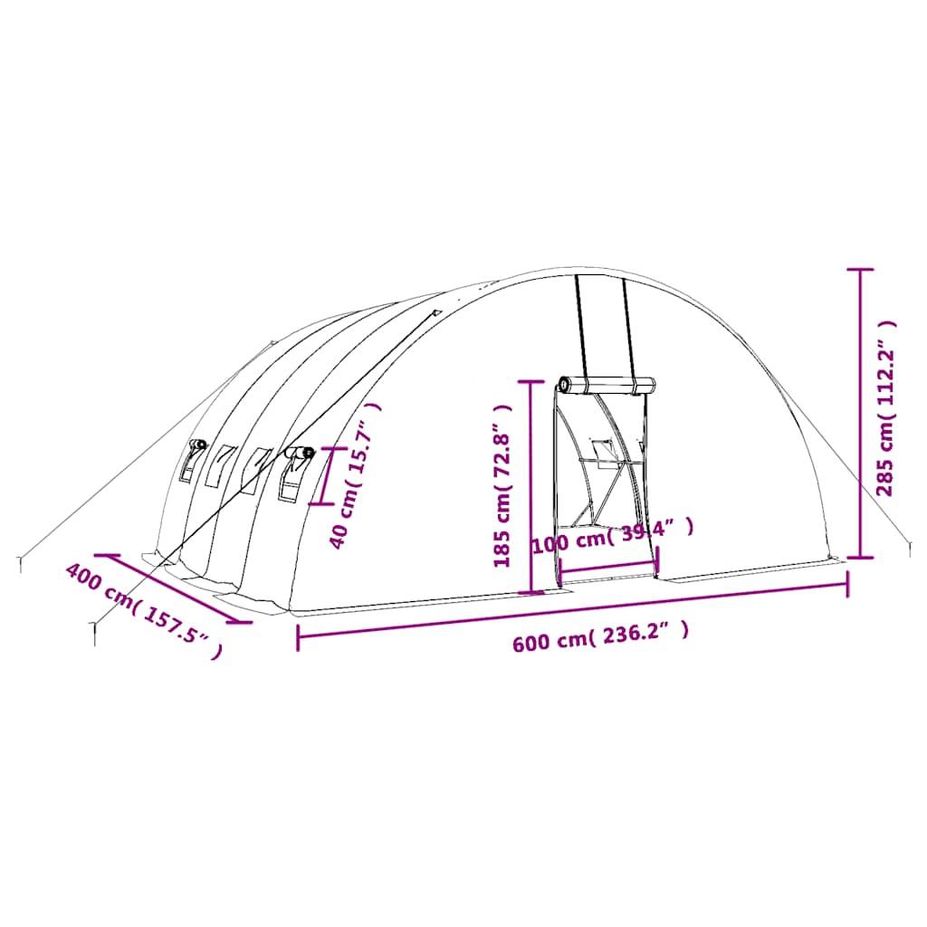 Serre de Jardin Tunnel Acier Galvanisé PE Culture Plantes 24m² 6x4m Vert - ComfortXL Outdoor Living - Image 6
