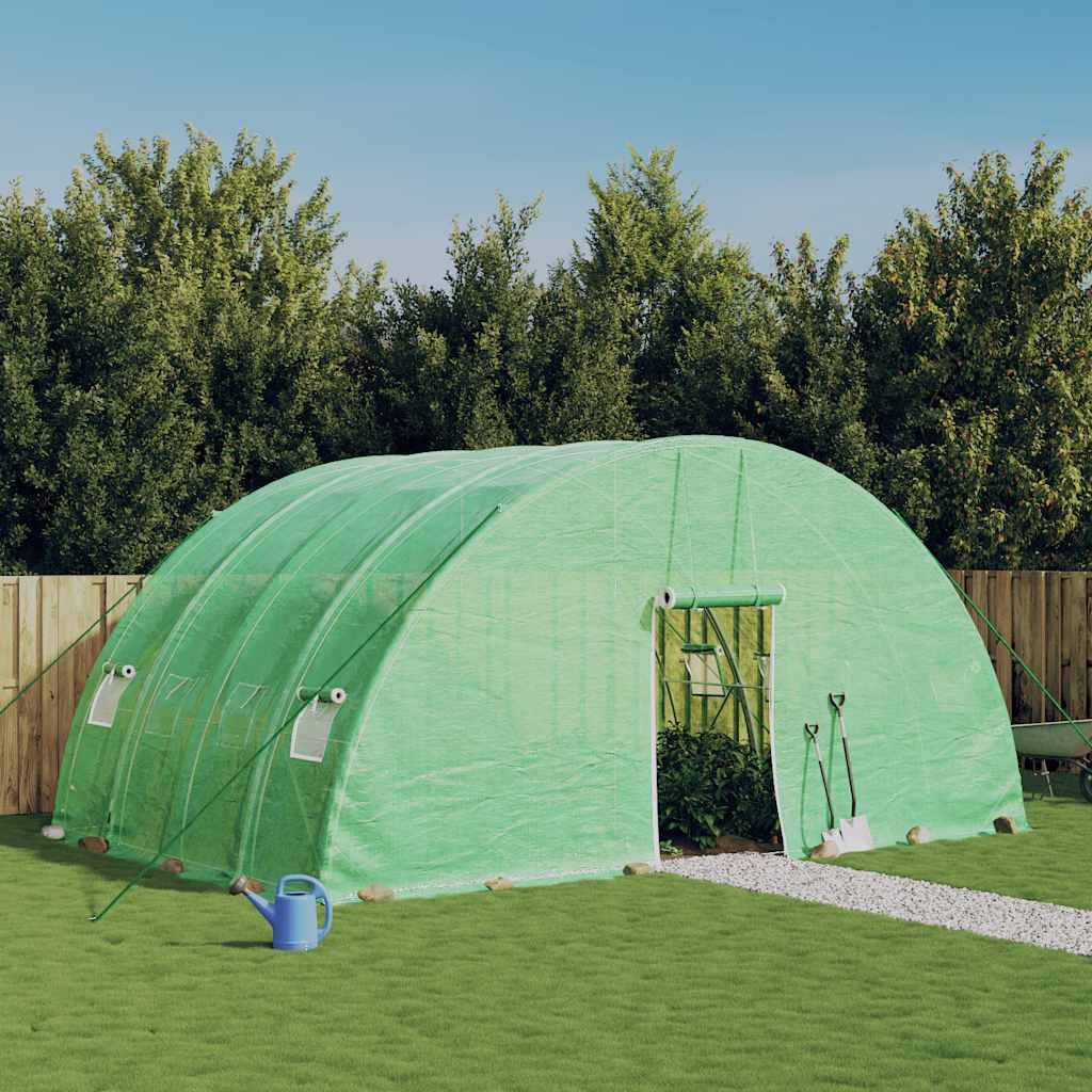 Serre de Jardin Tunnel Acier Galvanisé PE Culture Plantes 24m² 6x4m Vert - ComfortXL Outdoor Living - Image 1