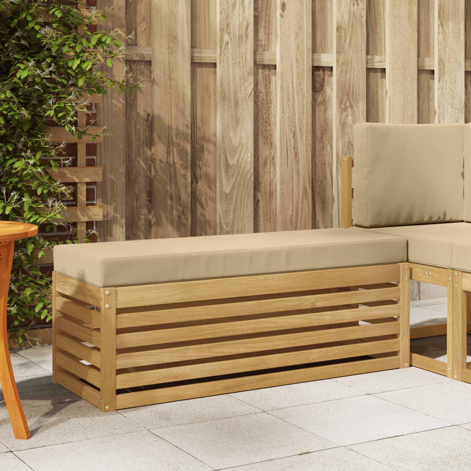 Vidaxl - Banc de Jardin Blanc 115 x 43 x 45 cm Bois d'Acacia Massif vidaXL 901695 - Image 1