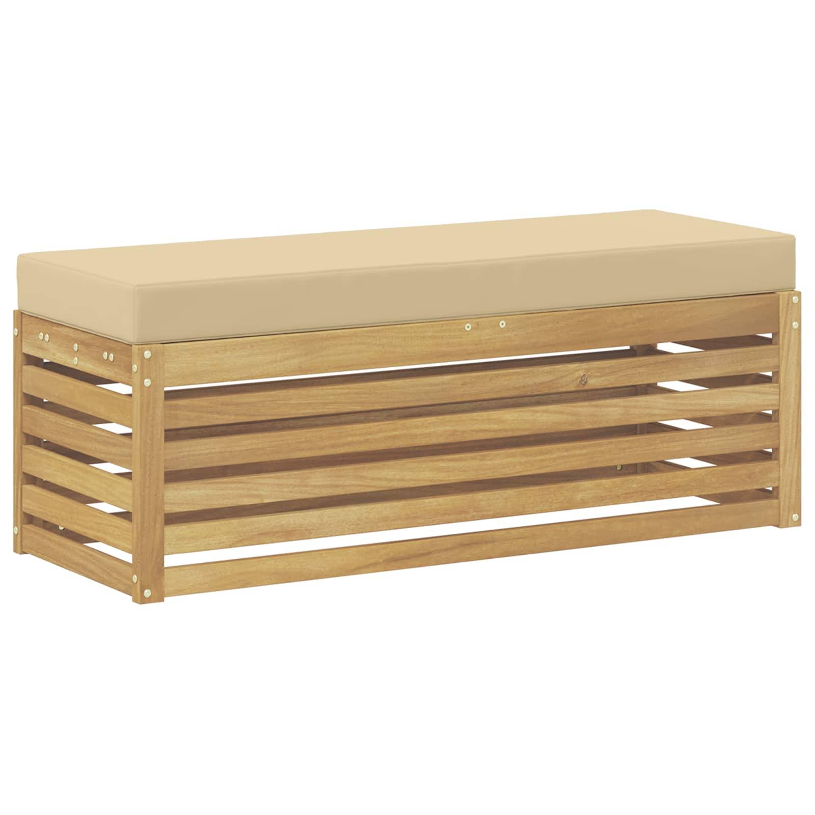 Vidaxl - Banc de Jardin Blanc 115 x 43 x 45 cm Bois d'Acacia Massif vidaXL 901695 - Image 2