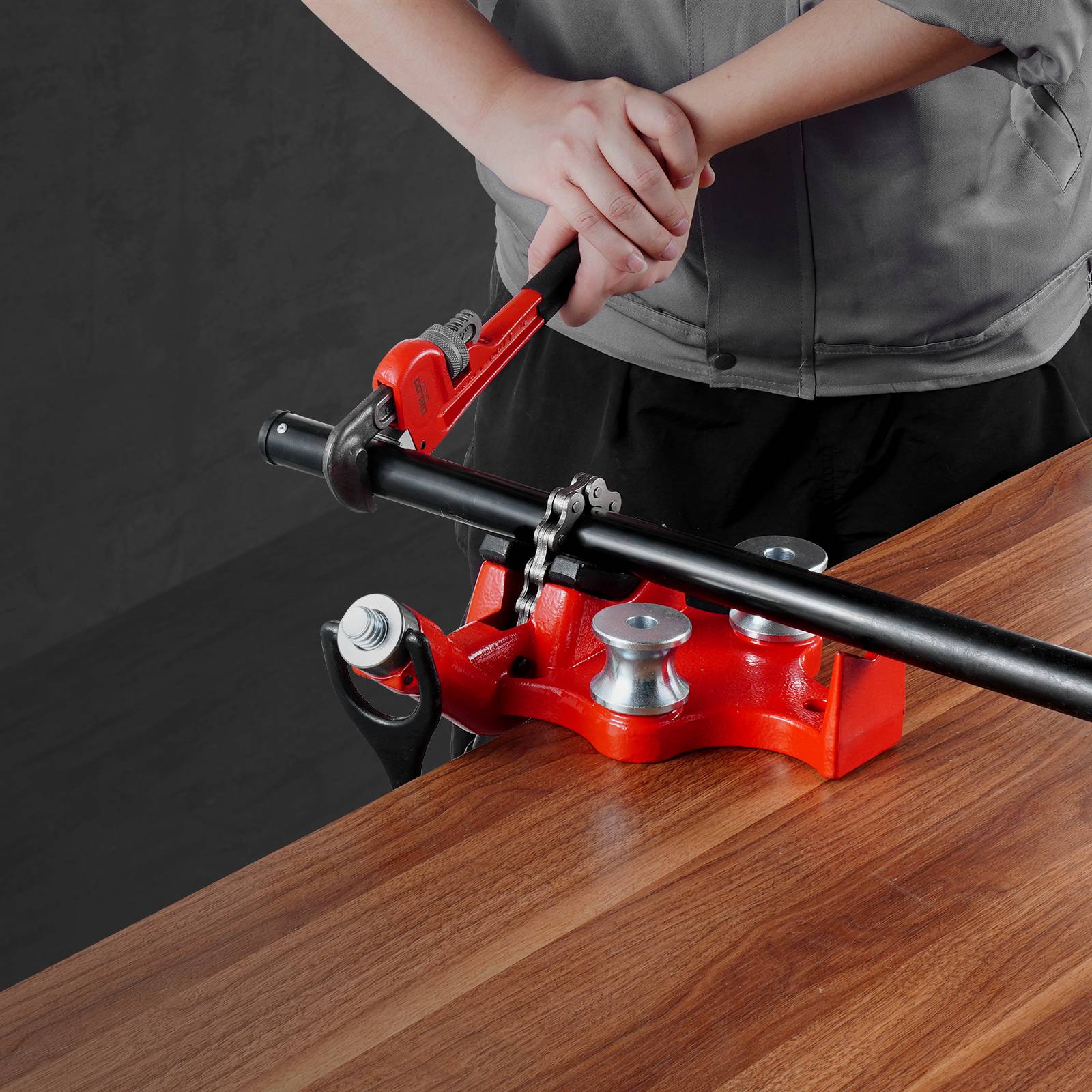 Vevor - VEVOR Étau à chaîne pour tuyaux 3,175–127 mm, chaîne 660 mm, base fonte, support attelage réglable 9 niveaux, compatible récepteurs 50 x 50 mm. - Image 8