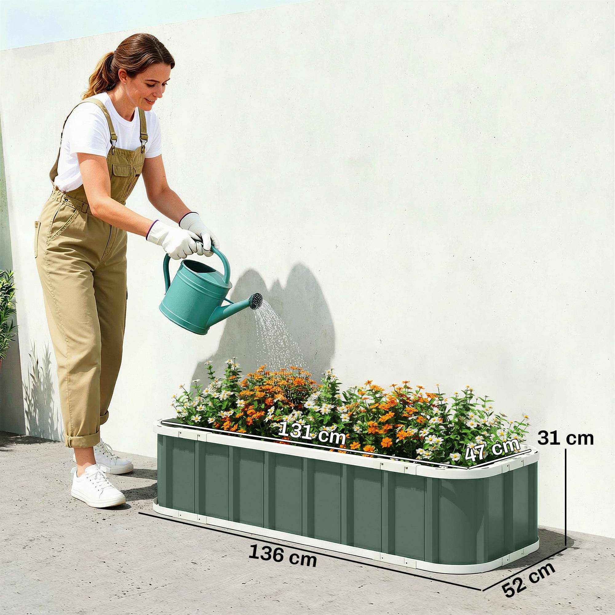 Sans Marque - Carré jardin surélevé acier fixations clic bord replié châssis froid 136x52x31 cm vert clair - Image 5