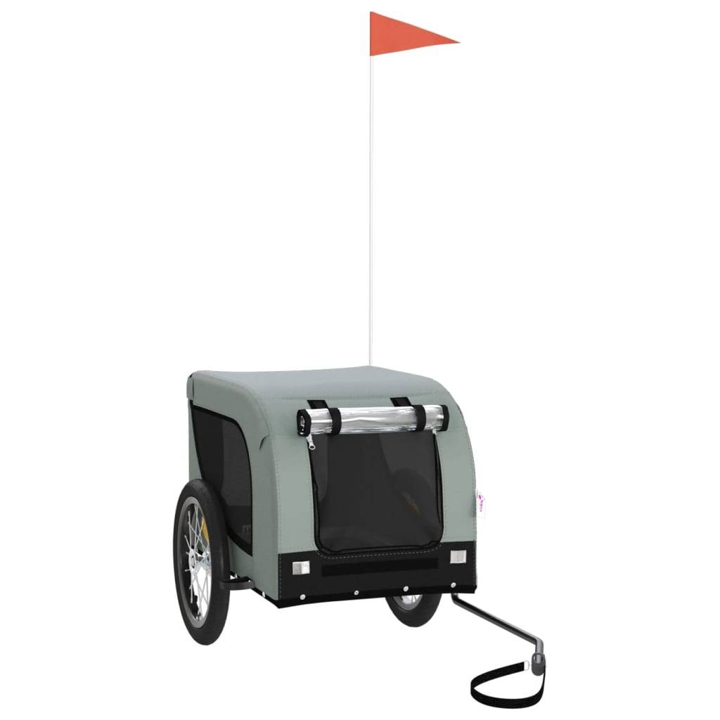 Remorque de vélo pour animaux tissu Oxford et fer gris et noir 124 x 65 x 66 cm - PANGIVO - Image 2